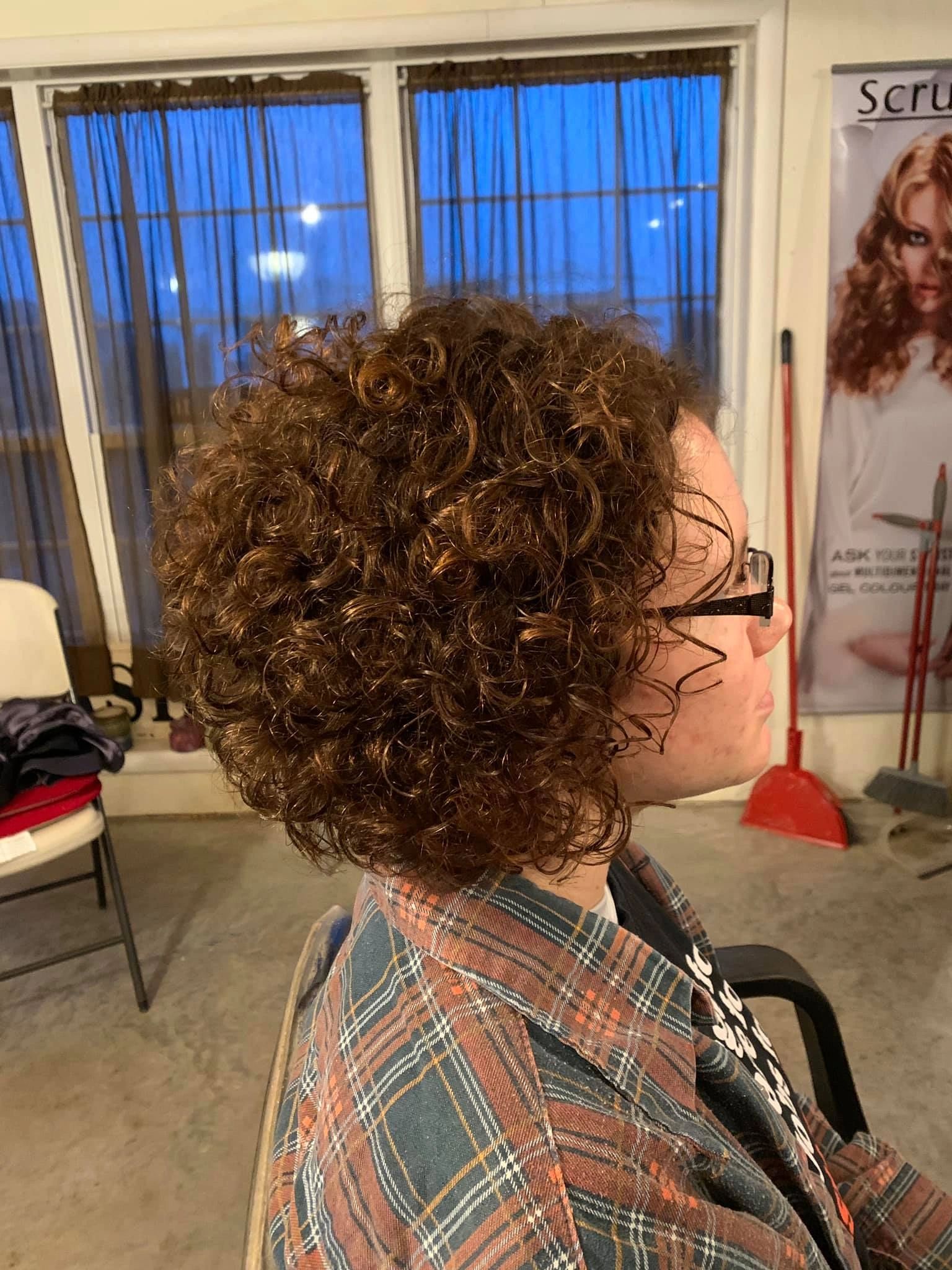 Woman reddish brown hair
